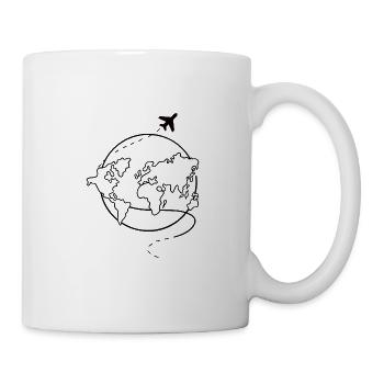 Weltkugel Flugzeug Reise - Tasse - Weiß - Rechts