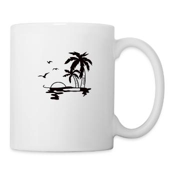 Digital drawing beach with palm trees - Mug - white - Right