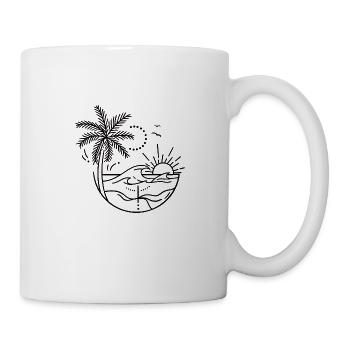 Digital drawing beach with palm trees - Mug - white - Right
