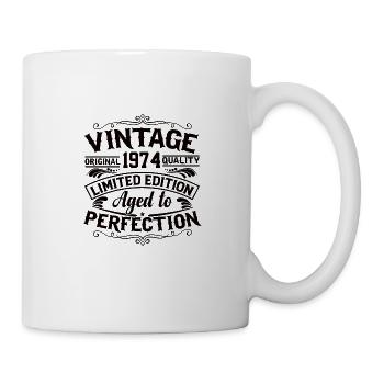 Vintage 1974 Geburtstag Legendär - Tasse - Weiß - Rechts