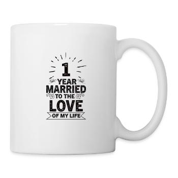 1 Jahr verheiratet lustig 1. Hochzeitstag - Tasse - Weiß - Rechts