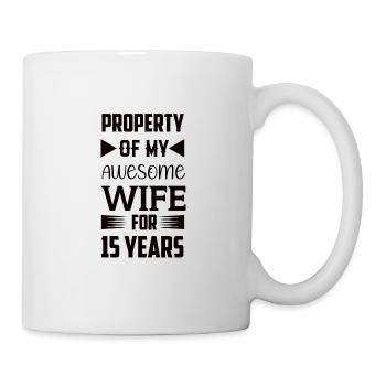 15 Jahre frisch verheiratet 15. Hochzeitstag - Tasse - Weiß - Rechts