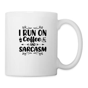 Kaffee Sarkasmus Freunde Glück Freude Cappuccino - Tasse - Weiß - Rechts