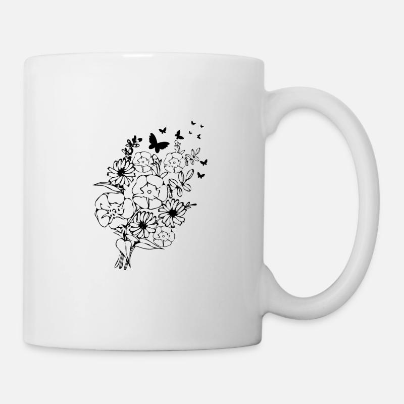 Fleurs roses Roses fleurs tropicales - Mug blanc - blanc