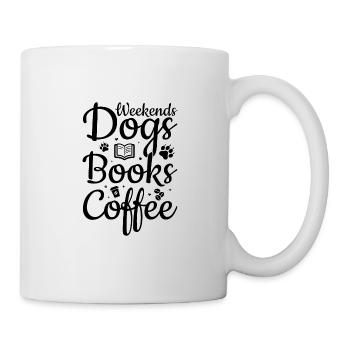 Chiens de café et livres - Mug blanc - blanc - Droite