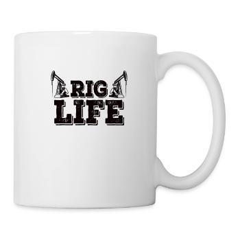 Oil rig oil gas workers drilling oil platform - Mug - white - Right