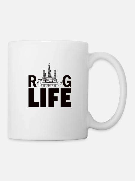 Oil rig oil gas workers drilling oil platform - Mug - white