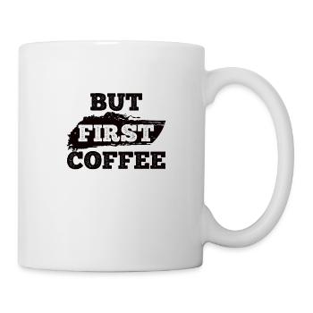 Kaffee Sarkasmus Freunde Glück Freude Cappuccino - Tasse - Weiß - Rechts