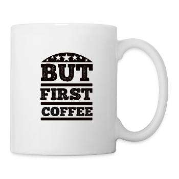 Kaffee Sarkasmus Freunde Glück Freude Cappuccino - Tasse - Weiß - Rechts