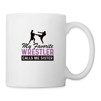 Wrestling Ringen Ringer Geschenk Schwester - Tasse - Weiß - Rechts
