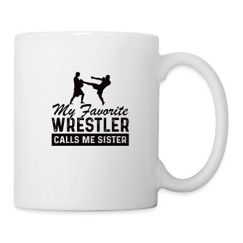 Wrestling Ringen Ringer Geschenk Schwester - Tasse - Weiß - Rechts