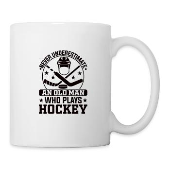 Unterschätze Niemals einen Alten Mann Hockey - Tasse - Weiß - Rechts