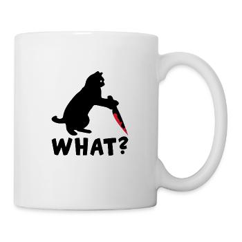 Katze Katzen Spruch lustig Messer - Tasse - Weiß - Rechts