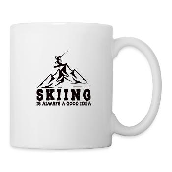 Skifahrer Abfahrt Berge Ski Sport Skier Skifahren - Tasse - Weiß - Rechts