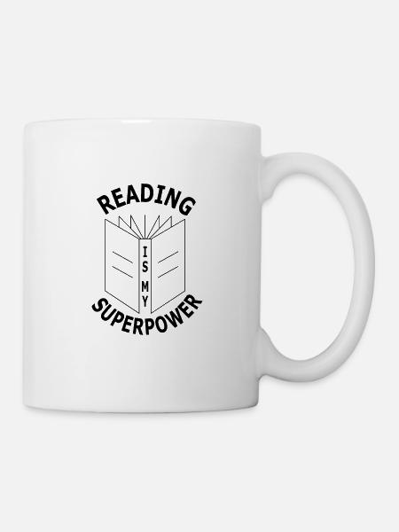 Bücher Lesen Bücherwurm - Tasse - Weiß