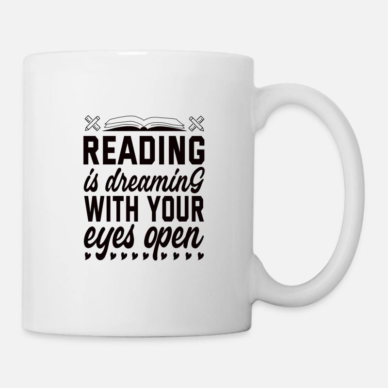 Bücher Lesen Bücherwurm - Tasse - Weiß