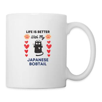 Japanese Bobtail japanische Stummelschwanzkatze - Tasse - Weiß - Rechts