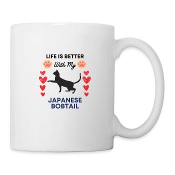 Japanese Bobtail japanische Stummelschwanzkatze - Tasse - Weiß - Rechts