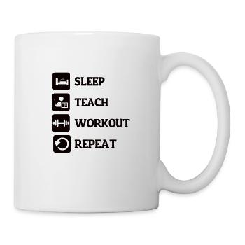 Sport Fitness Gym Lehrer Pädagoge Schule Hantel - Tasse - Weiß - Rechts