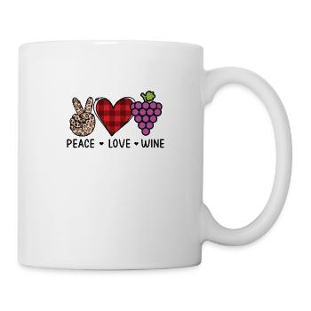 Peace, Love, Wine, Love, Wine, Wine Drinker, Vintage - Mug - white - Right