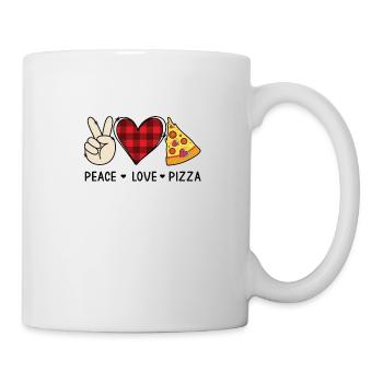 Pizza Liebhaber Frieden Liebe Pizza Geschenk - Tasse - Weiß - Rechts