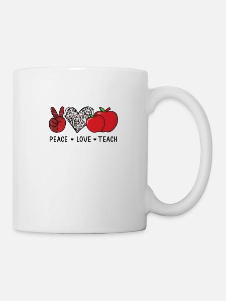 Lehrer Frieden Lieben Lehren Schule Geschenk - Tasse - Weiß