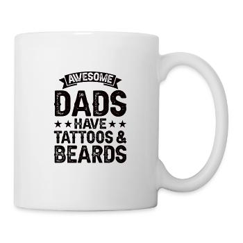 Vater Tattoo Bart Papa Cool Tätowiert Kunst - Tasse - Weiß - Rechts