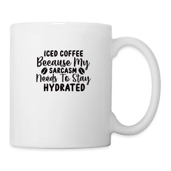 Eiskaffee Sarkasmus Freunde Glück Cappuccino - Tasse - Weiß - Rechts