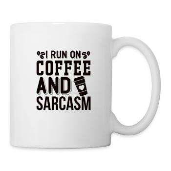 Kaffee Sarkasmus Freunde Glück Freude Cappuccino - Tasse - Weiß - Rechts