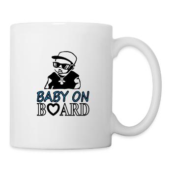 Baby on board Babybauch Babysitter Kind Geschenk - Tasse - Weiß - Rechts