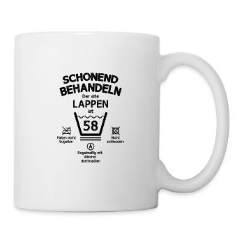 Der Alte Lappen, Schonend Behandeln 58. Geburtstag - Tasse - Weiß - Rechts