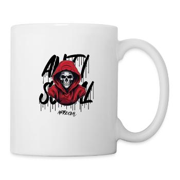 Anti Social Skull Graffiti Logo Design Sarcastique - Mug blanc - blanc - Droite