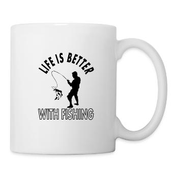 La vie est plus belle avec la pêche, la pêche, la pêche à la ligne - Mug blanc - blanc - Droite