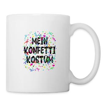 Mein Konfetti Kostüm für Karneval oder Fasching - Tasse - Weiß - Rechts
