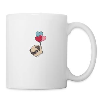 Carlin volant et baisers Design avec des cœurs - Mug blanc - blanc - Droite