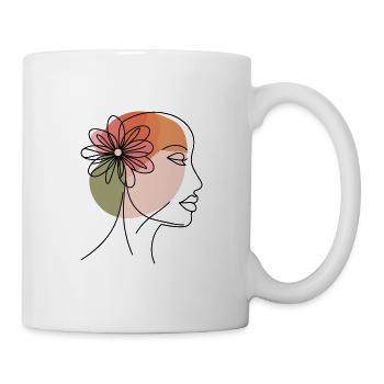 Visage, Tête, Mademoiselle, Femme, Beauté, Visage, Fleur - Mug blanc - blanc - Droite