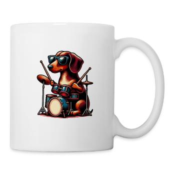 Dackel Schlagzeuger Wiener Hund Besitzer - Tasse - Weiß - Rechts