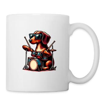Dackel Schlagzeuger Wiener Hund Besitzer - Tasse - Weiß - Rechts