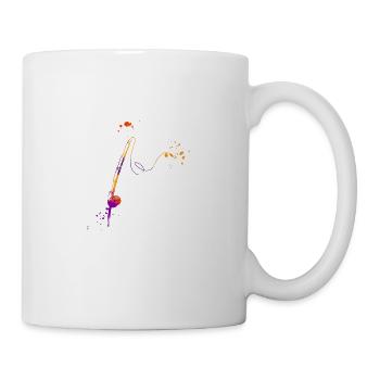 Lustige Angler Design mit Rute und Fisch - Tasse - Weiß - Rechts