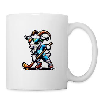 Eis Hockey Ziege Torwart Team Spieler Design - Tasse - Weiß - Rechts