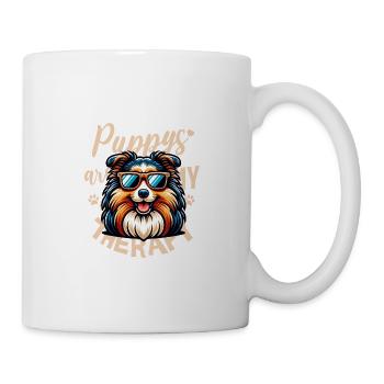 Shetland Sheepdog Sheltie With Sunglasses - Mug - white - Right