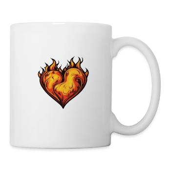Coeur, Flamme, Feu, Amour - Mug blanc - blanc - Droite
