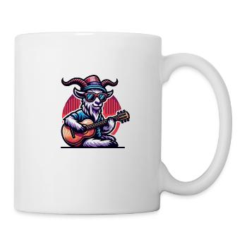 Chèvre Cool Jouant De La Guitare Dans La Conception De Bande - Mug blanc - blanc - Droite