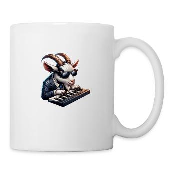 Goat on farm playing keyboard - Mug - white - Right