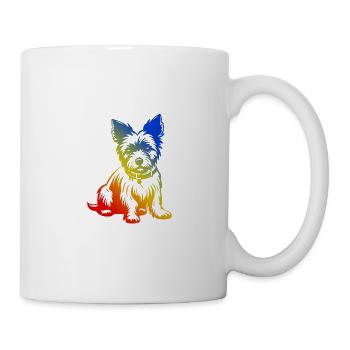 Yorkshire Terrier Hund Bunt - Tasse - Weiß - Rechts
