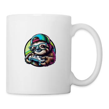 Lustiges Zocker Faultier Gaming Nerd Design - Tasse - Weiß - Rechts