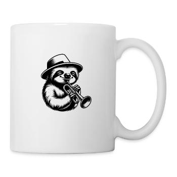 Sloth Trumpeter Music Silhouette Design - Mug - white - Right