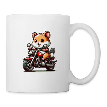Süßer Hamster auf Chopper Motorrad - Tasse - Weiß - Rechts