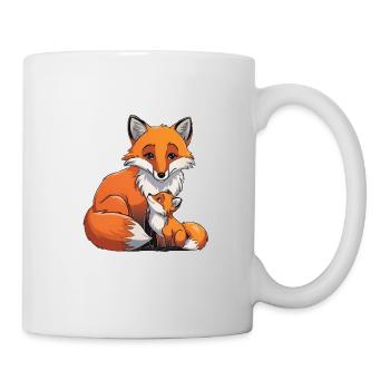 Fuchs Mama und Fuchs Baby - Tasse - Weiß - Rechts