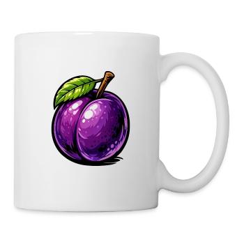Cartoon plum with rich purple tones and shiny - Mug - white - Right